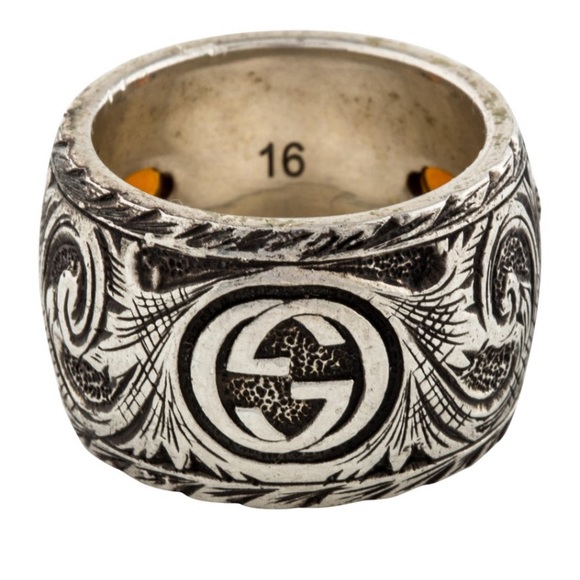 GUCCI SILVER GARNET RING TIGER HEAD - Picture 2 of 10